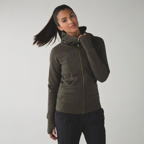 LULULEMON SCUBA HOOIE III IN HEATHERED DEEP CAMO SIZE 10 - Picture 1 of 6